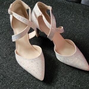 Elegant Rhinestone Embellished Heels in Cream